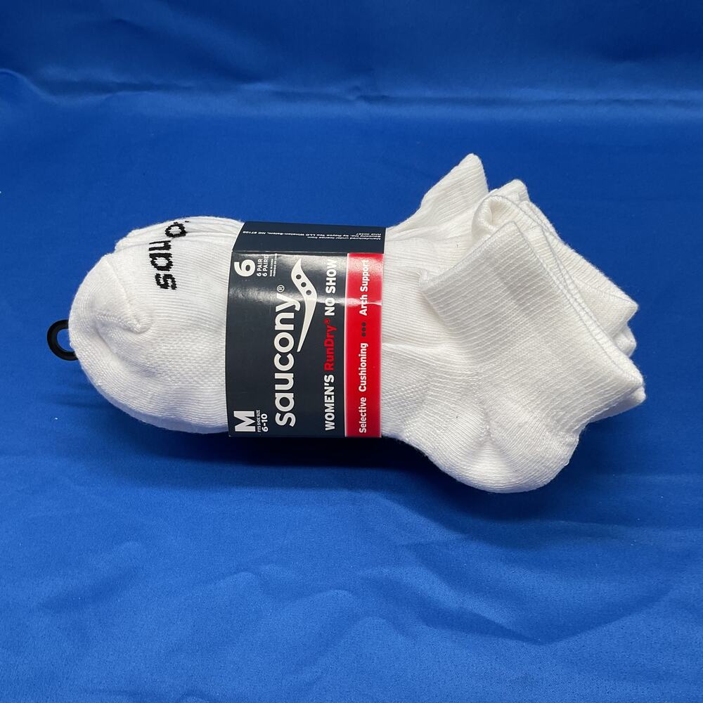 Saucony Womens M 6-10 No Show Socks 6pk NEW